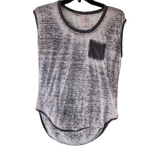 CHASER Gray Burn-Out Pocket Tee | Distressed Vintage Style | Size S